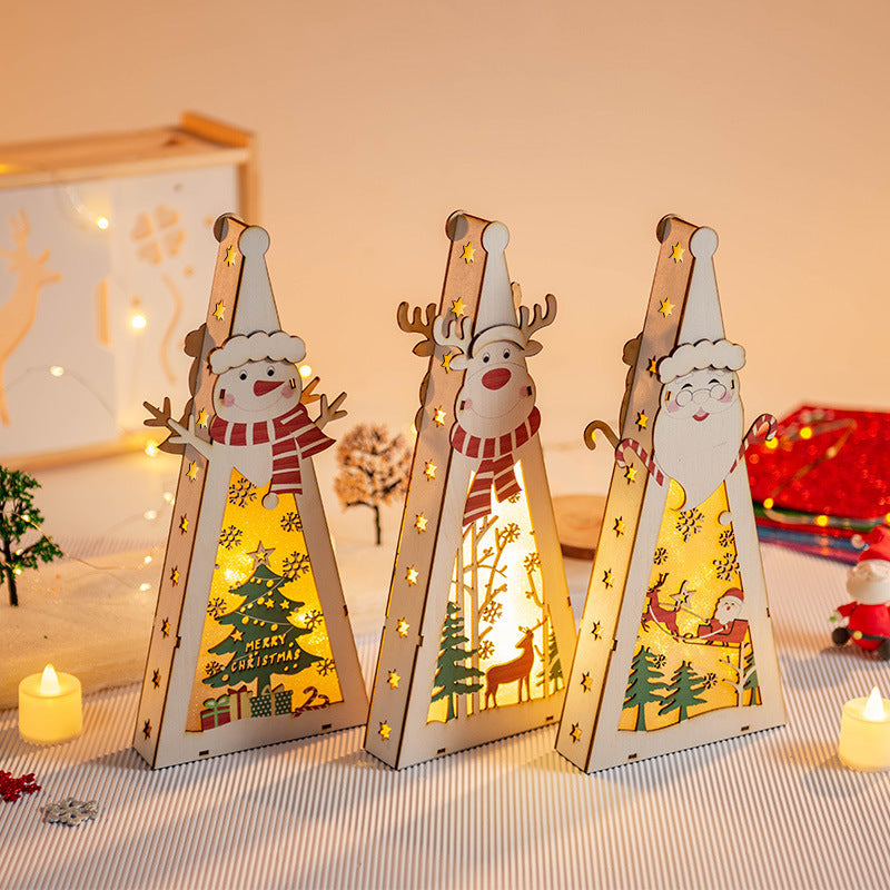 Triangle Christmas LED Light Wooden Crafts