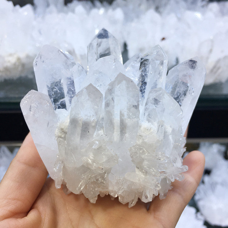 Natural White Crystal Cluster Degaussing Purification Crafts Rough Stone Ore Specimen Home Office Decoration