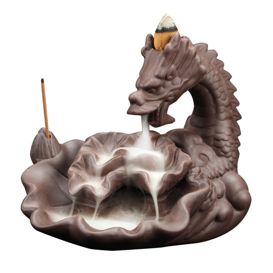 Purple Sand Dragon Backflow Smoke Incense Burner Tower Incense Sandalwood Agarwood Incense Burner Aroma Diffuser Home Office Furnishings Directly Approved By Fangfeng