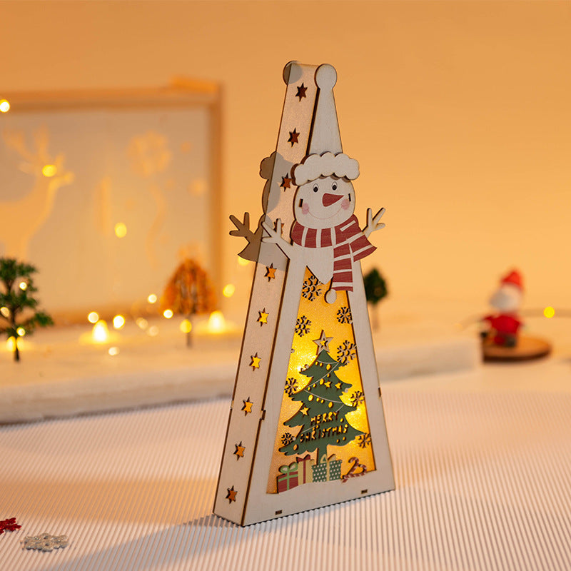 Triangle Christmas LED Light Wooden Crafts