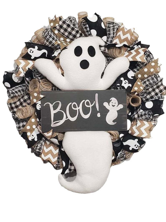 Halloween Cute Ghost Door Wreath