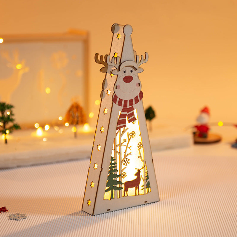 Triangle Christmas LED Light Wooden Crafts