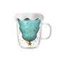 Double Heat Resistant Glass Coffee Cup Christmas Tree With Handle And Lid Milk Water Cup Cute Household Breakfast Whiskey Mug