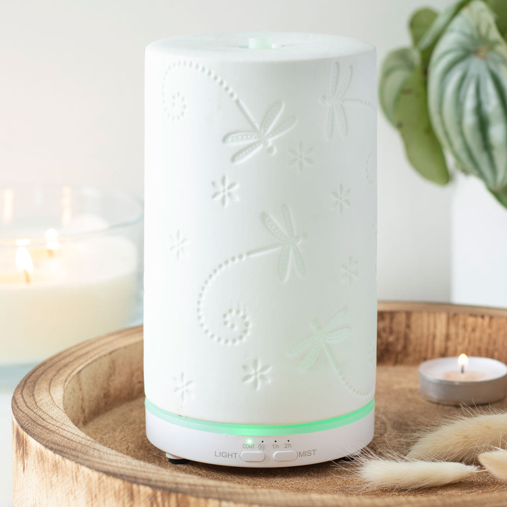 White Ceramic Dragonfly Electric Aroma Diffuser