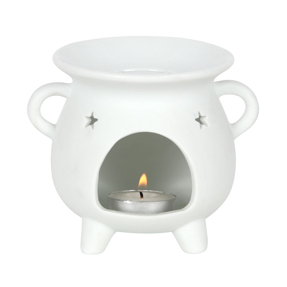 White Pentagram Cauldron Oil Burner