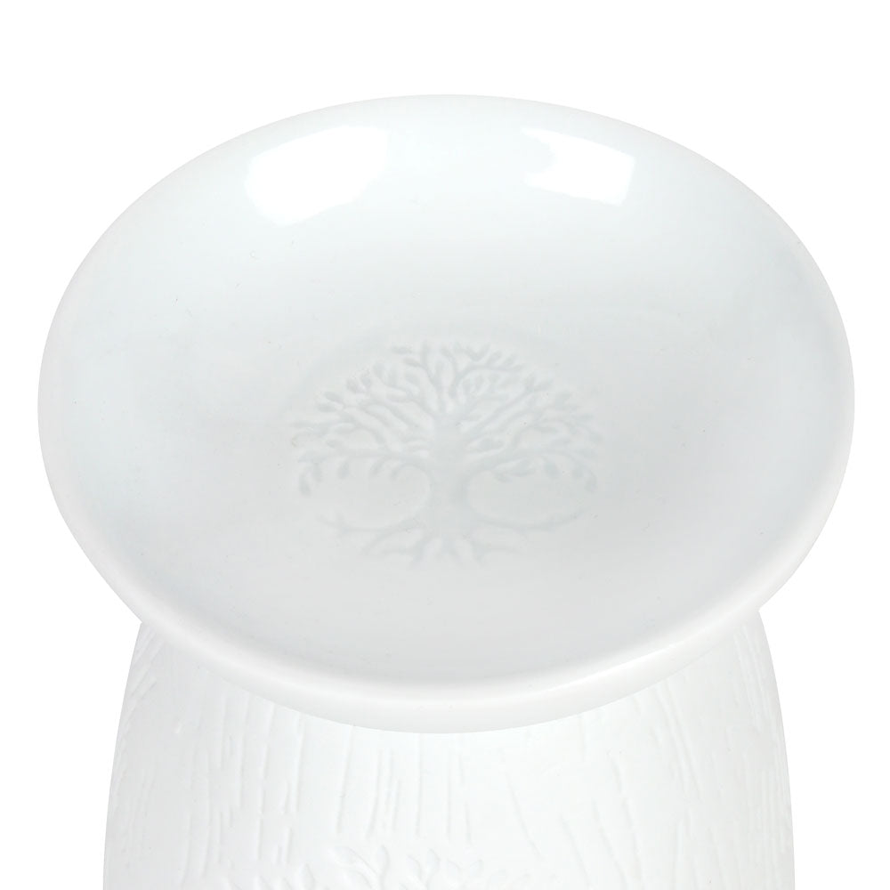 White Ceramic Tree of Life Oil Burner