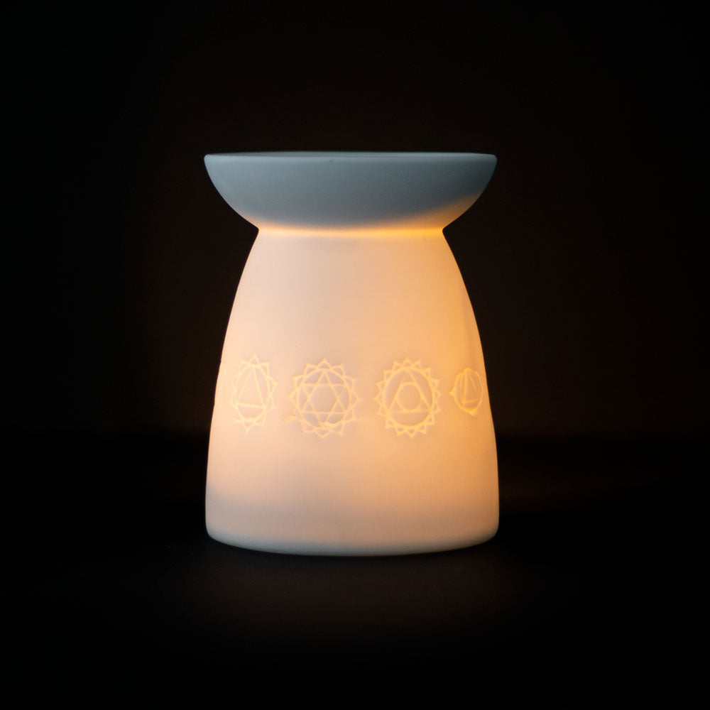 White Ceramic Seven Chakra Oil Burner