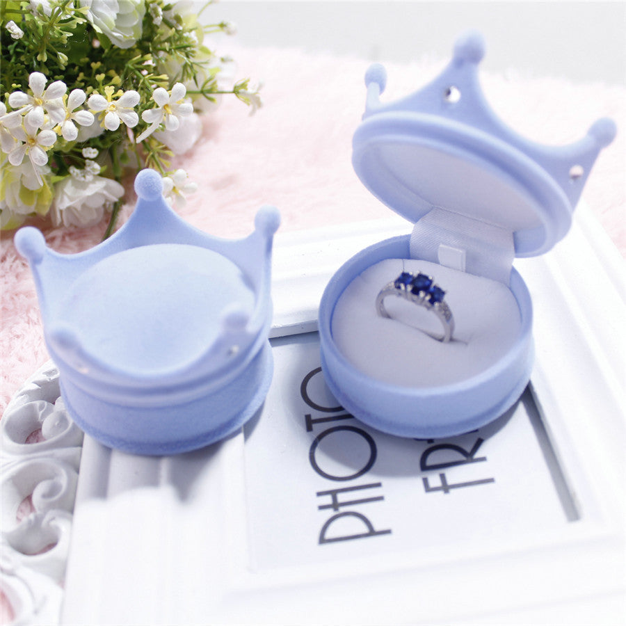 Huiyi Jewelry Box Jewelry Packaging Box Flannel Crown Shape Ring Earring Necklace Box Jewelry Eyelash Box