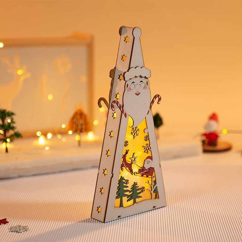 Triangle Christmas LED Light Wooden Crafts